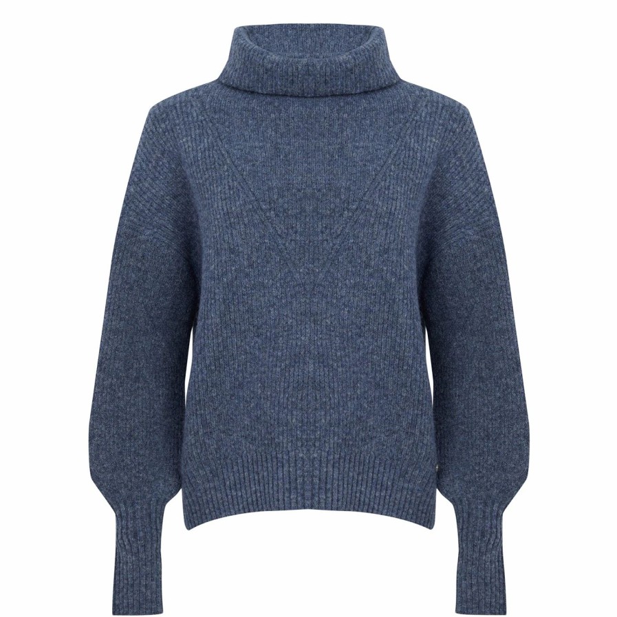 Women Ted Baker | Ted Baker Ted Cchloe Rn Knit Ld24 For Knitwear Colour Navy