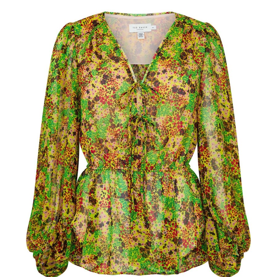 Women Ted Baker | Ted Baker Elainah Blouse For Blouses & Shirts Colour Lt Yellow