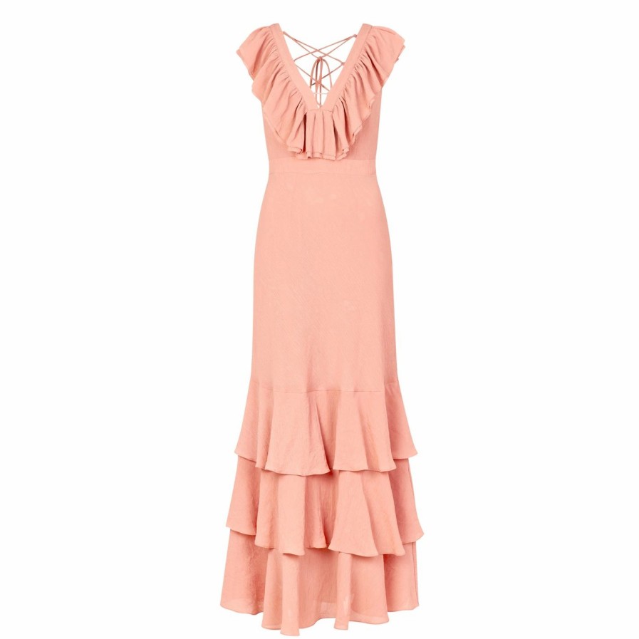 Women Ted Baker | Ted Baker Ashleih Ruffle Dress For Prom Dresses Colour Dusky-Pink