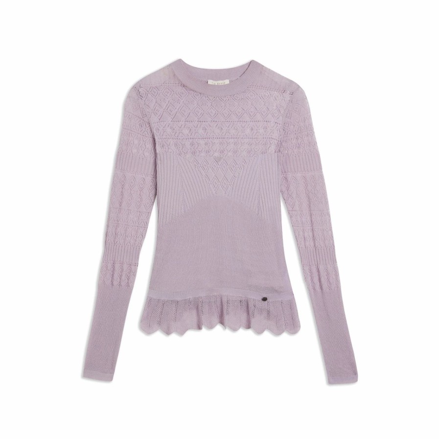 Women Ted Baker | Ted Baker Hilen Knit Top For Tops Colour Lilac