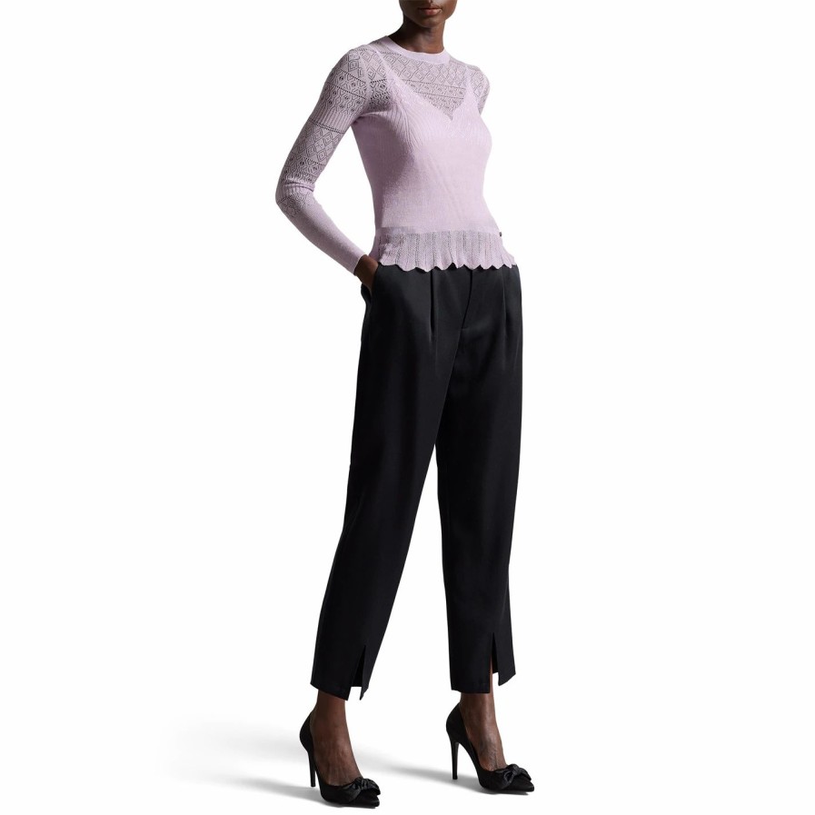 Women Ted Baker | Ted Baker Hilen Knit Top For Tops Colour Lilac