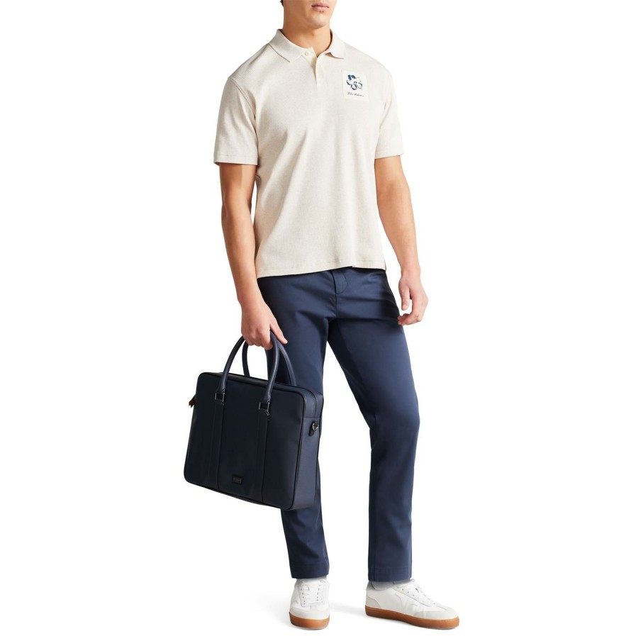 Men Ted Baker | Ted Baker Ted Baker Marden Ribbed Polo Mens For Polo Shirts Colour Natural