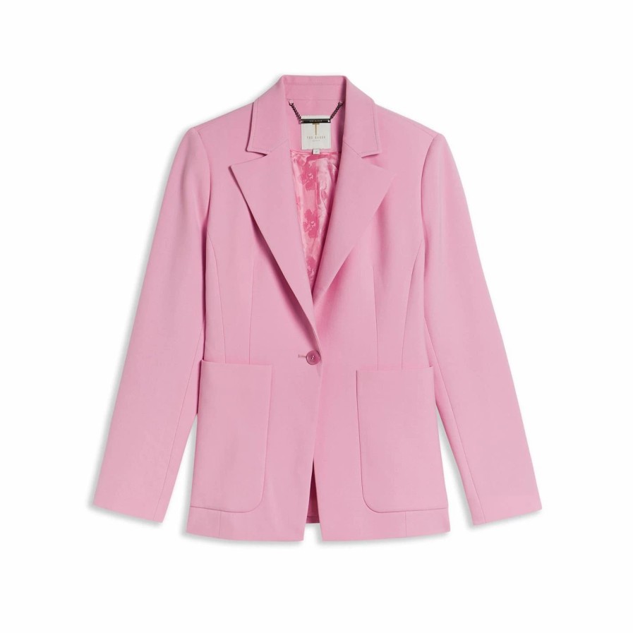 Women Ted Baker | Ted Baker Aleksi Blazer For Coats & Jackets Colour Pink