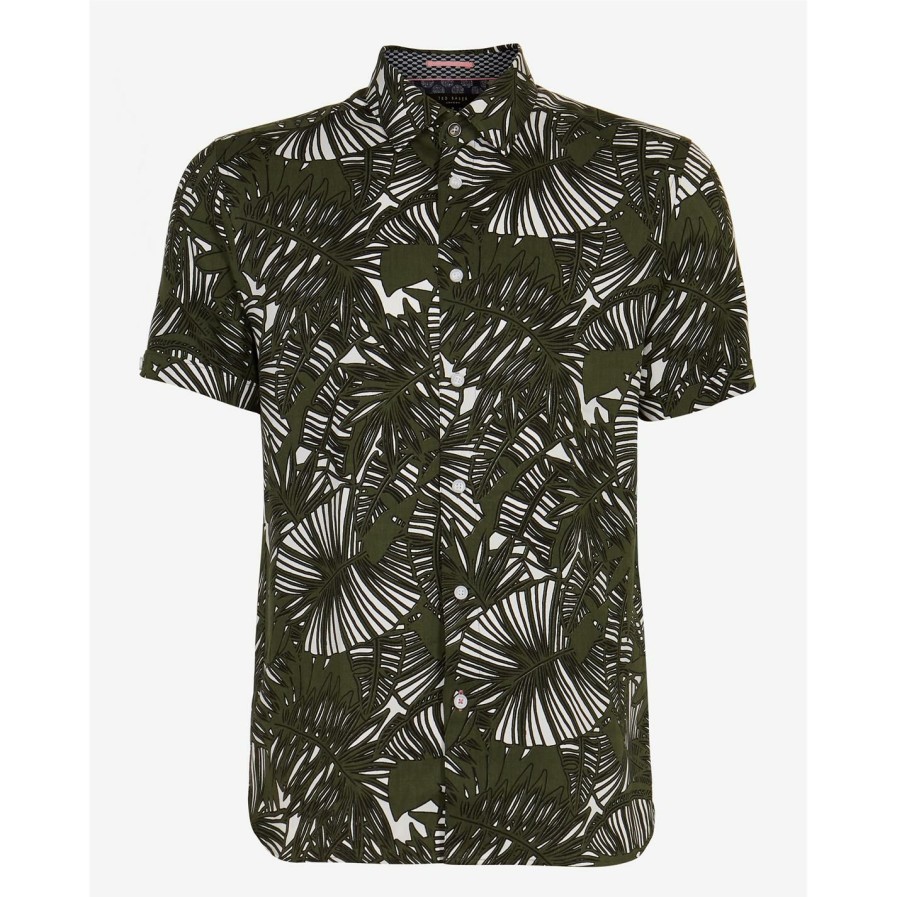 Men Ted Baker | Ted Baker Ted Baker Hero Print Shirt Mens For T-Shirts Colour Khaki