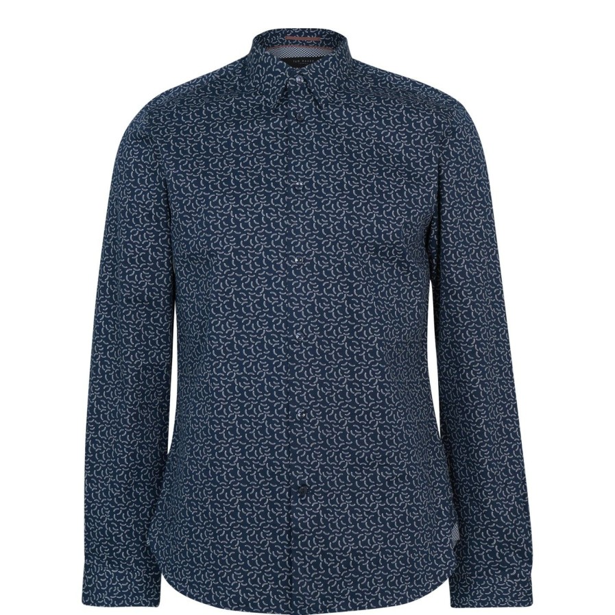 Men Ted Baker | Ted Baker Marlow Shirt For Casual Shirts Colour Navy