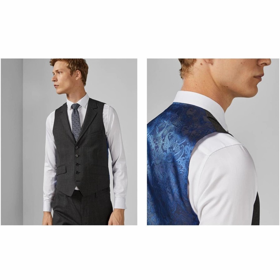 Men Ted Baker | Ted Baker Waistcoat For Big & Tall Waistcoats Colour Charcoal