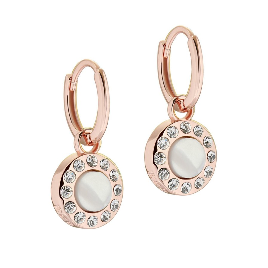 Accessories Ted Baker | Ted Baker Graco Gem Button Huggie Earring For Earrings Colour Pink Gold/Cryst