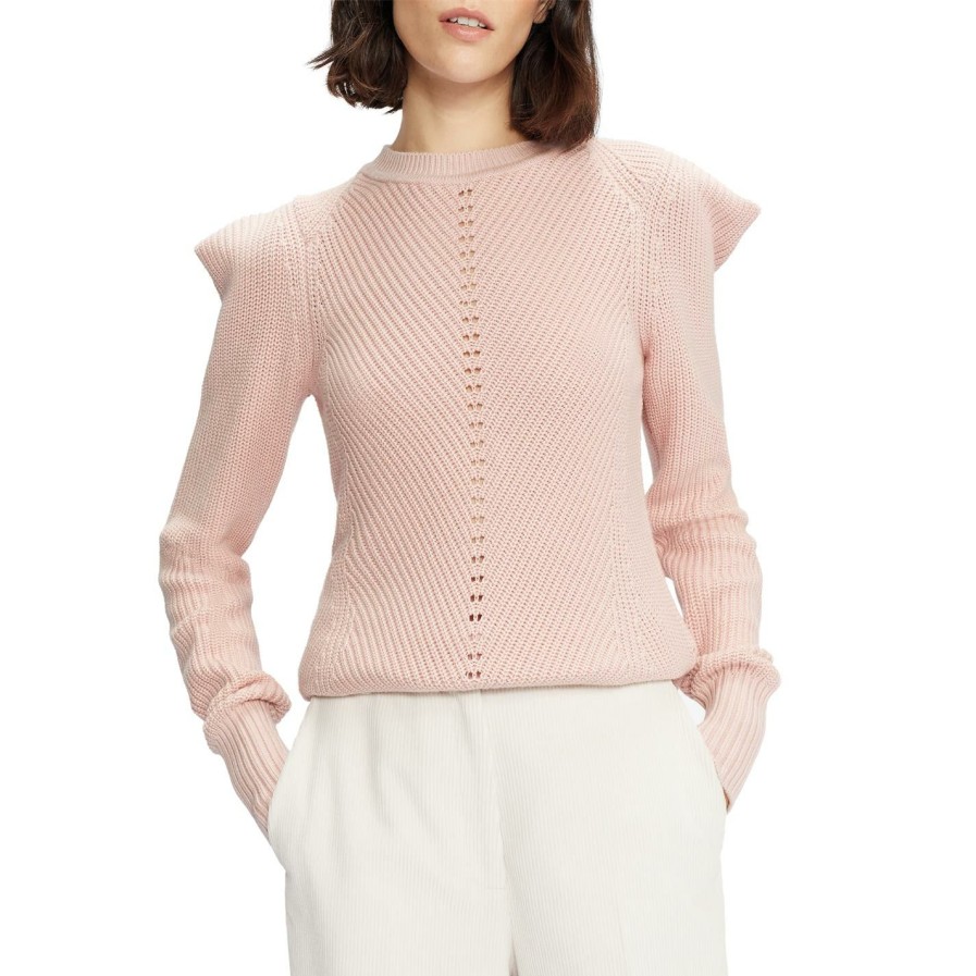 Women Ted Baker | Ted Baker Sunniie Structured Sleeve Top For Knitwear Colour Lt Pink