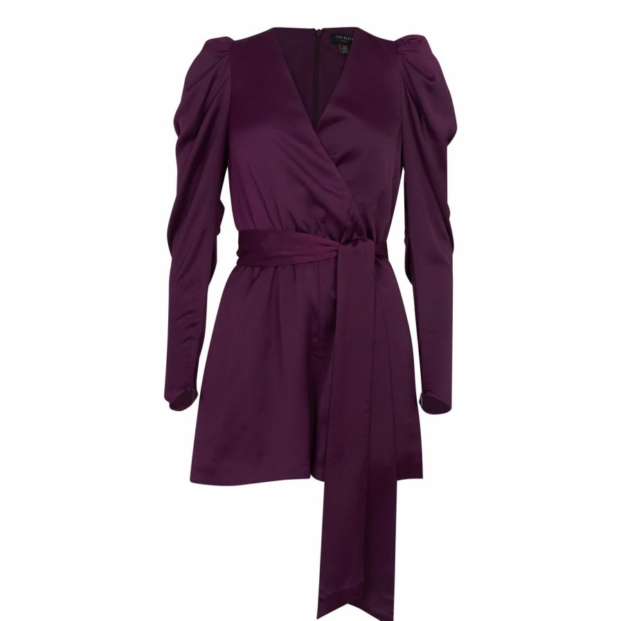 Women Ted Baker | Ted Baker Lianni Wrap Playsuit For Playsuits & Jumpsuits Colour Dk Purple