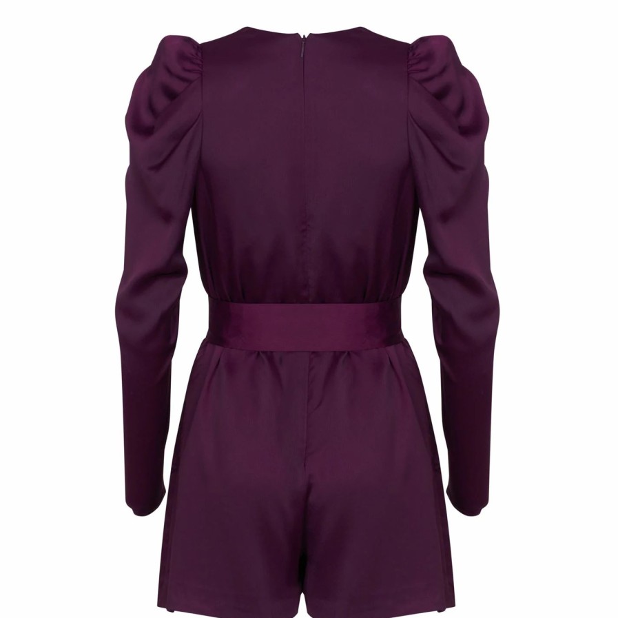 Women Ted Baker | Ted Baker Lianni Wrap Playsuit For Playsuits & Jumpsuits Colour Dk Purple