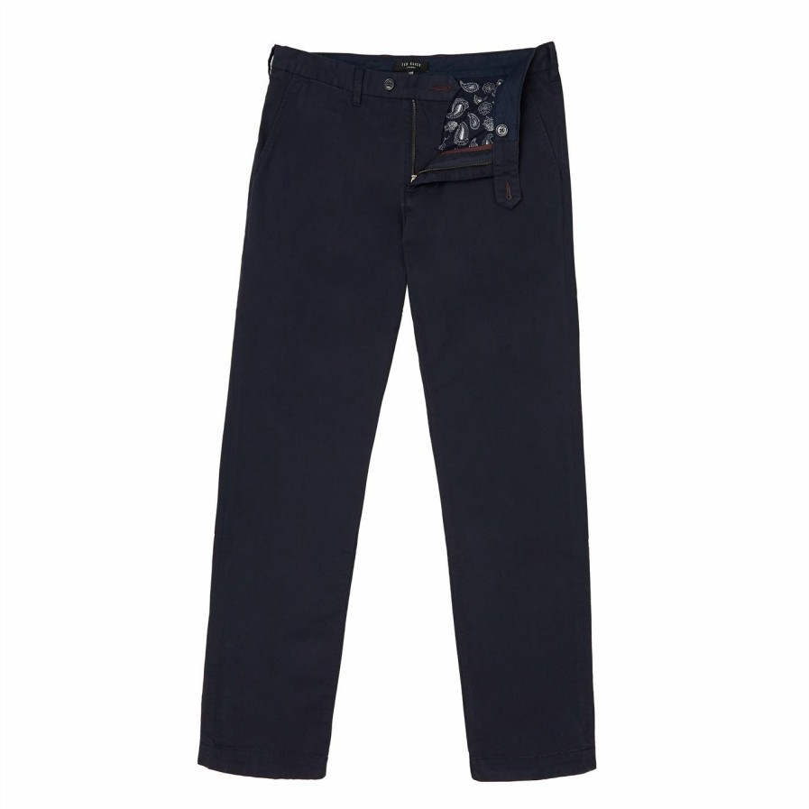 Men Ted Baker | Ted Baker Basic Chinos For Trousers & Chinos Colour Navy