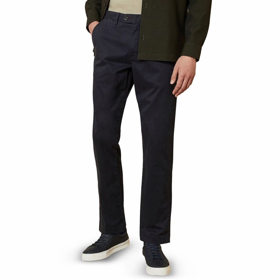 Men Ted Baker | Ted Baker Basic Chinos For Trousers & Chinos Colour Navy