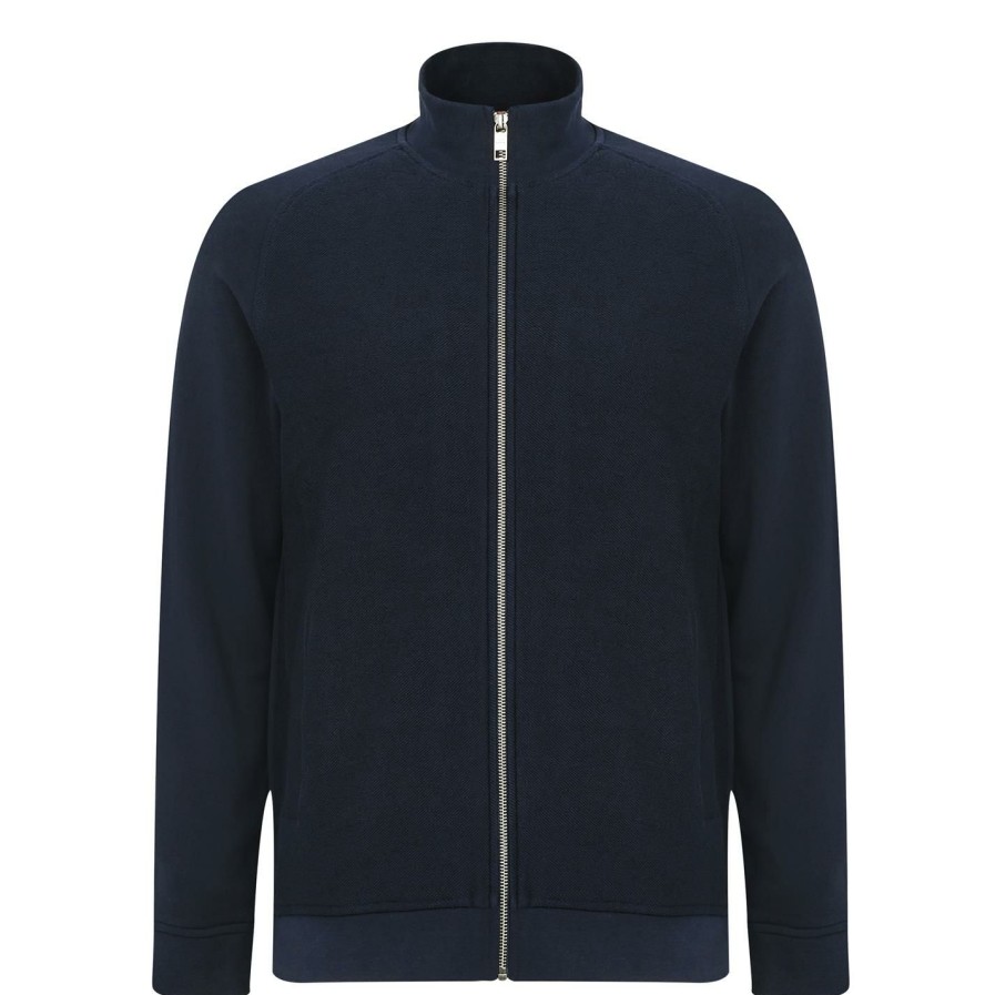 Men Ted Baker | Ted Baker Digup Half Zip Jacket For Big & Tall Knitwear Colour Navy