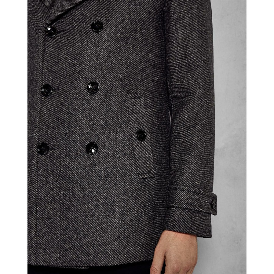 Women Ted Baker | Ted Baker Wool Peacoat For Coats & Jackets Colour Grey