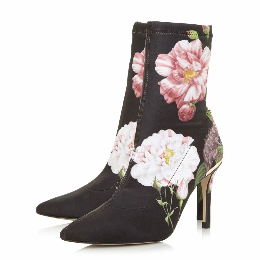 Shoes & Boots Ted Baker | Ted Baker Ted Elzbet Floral Sock Boots For Women'S Boots Colour Black27