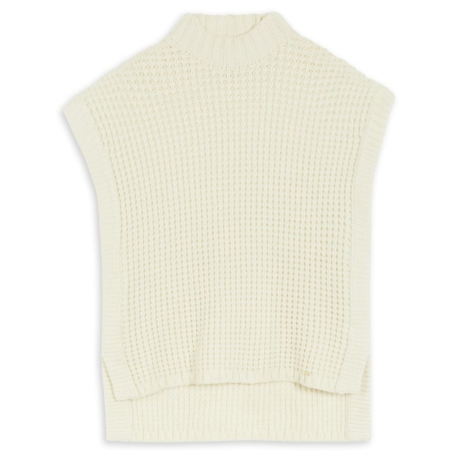 Women Ted Baker | Ted Baker Snowiey Sleeveless Knit Vest For Knitwear Colour White