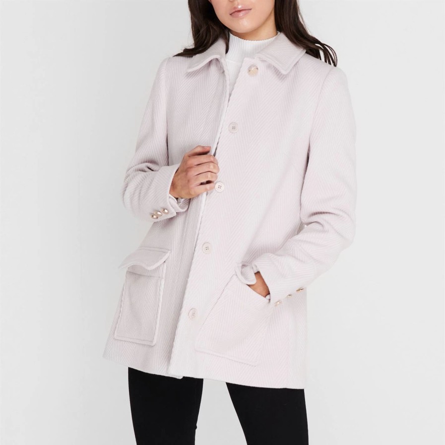 Women Ted Baker | Ted Baker Kamile Coat For Coats & Jackets Colour Cream