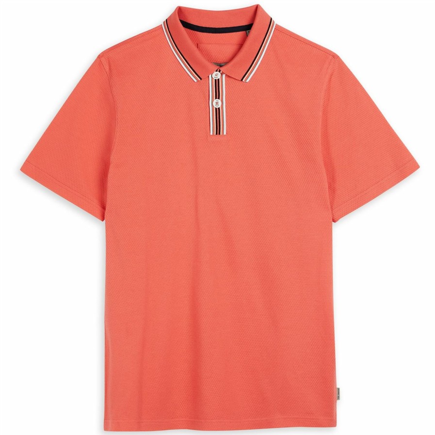 Men Ted Baker | Ted Baker Twitwoo Polo For Polo Shirts Colour Coral