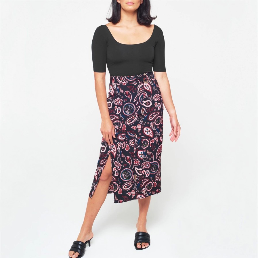 Women Ted Baker | Ted Baker Ted Baker Tria Print Skirt Womens For Skirts Colour Deep Purple