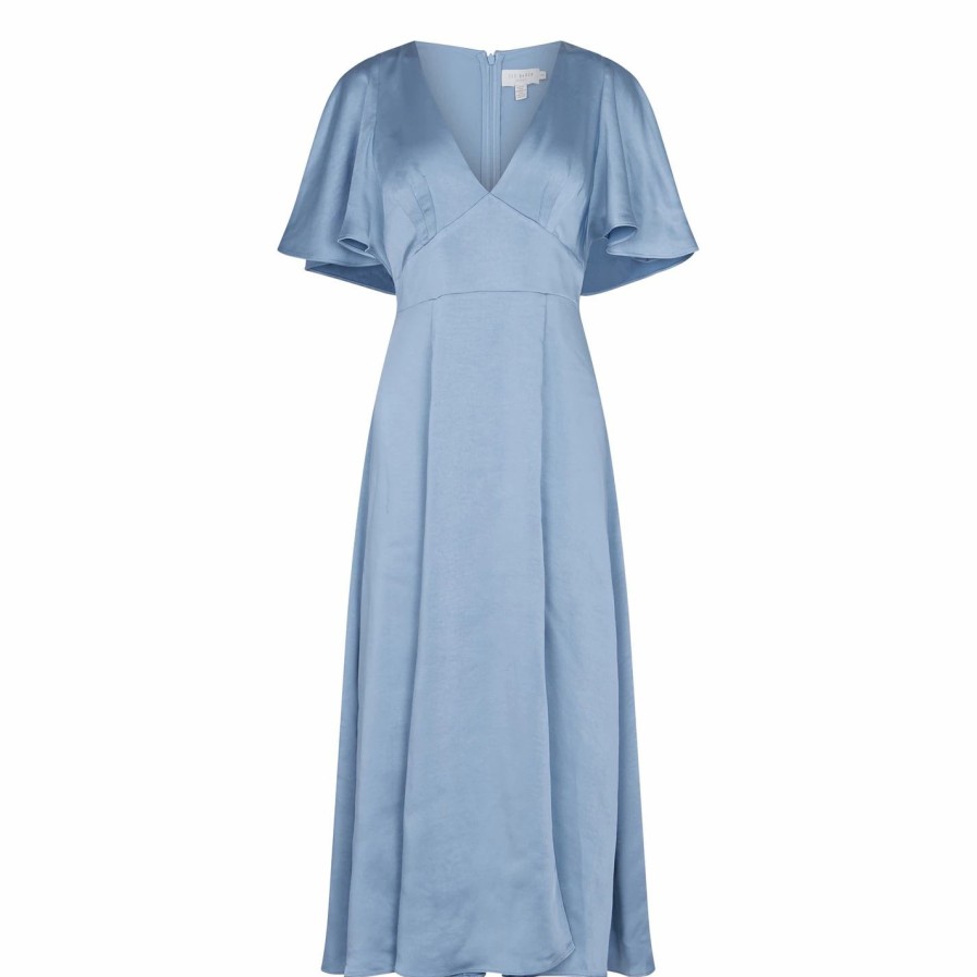 Women Ted Baker | Ted Baker Ted Baker Immie Satin Dress Womens For Bridesmaid Dresses Colour Mid-Blue