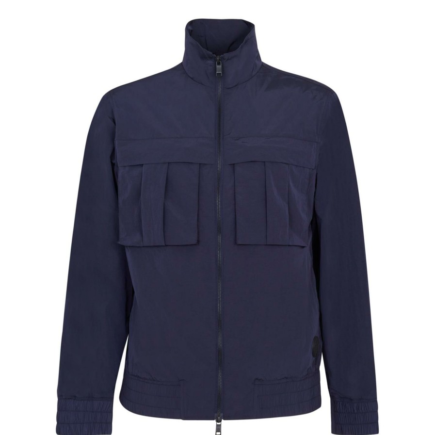 Men Ted Baker | Ted Baker Balta Bomber Jacket For Big & Tall Coats & Jackets Colour Navy