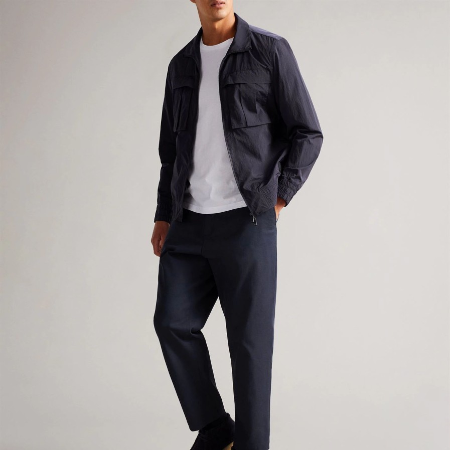 Men Ted Baker | Ted Baker Balta Bomber Jacket For Big & Tall Coats & Jackets Colour Navy