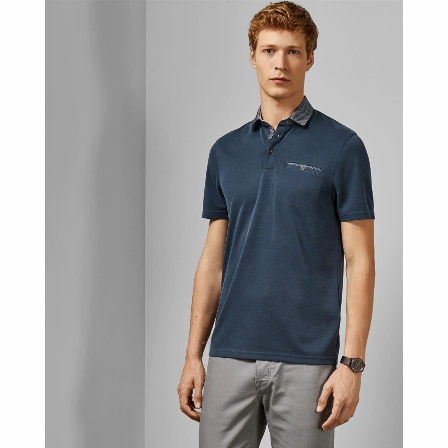 Men Ted Baker | Ted Baker Asam Polo Shirt For Polo Shirts Colour Navy