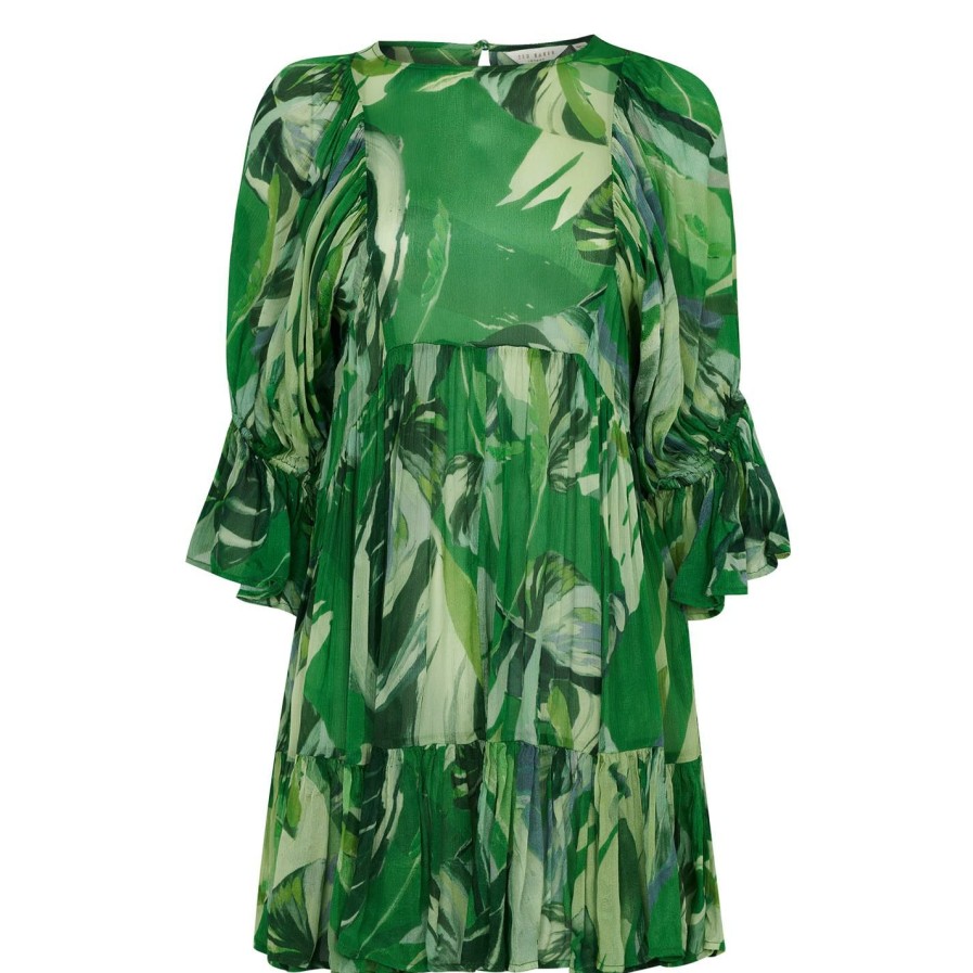 Women Ted Baker | Ted Baker Lilion Cover Up Dress For Kaftans & Sarongs Colour Green