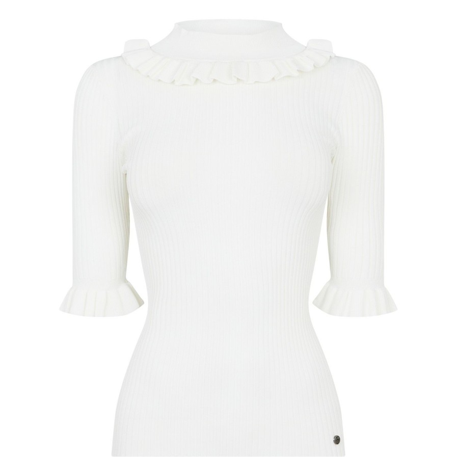 Women Ted Baker | Ted Baker Katella Knit Top For Tops Colour White