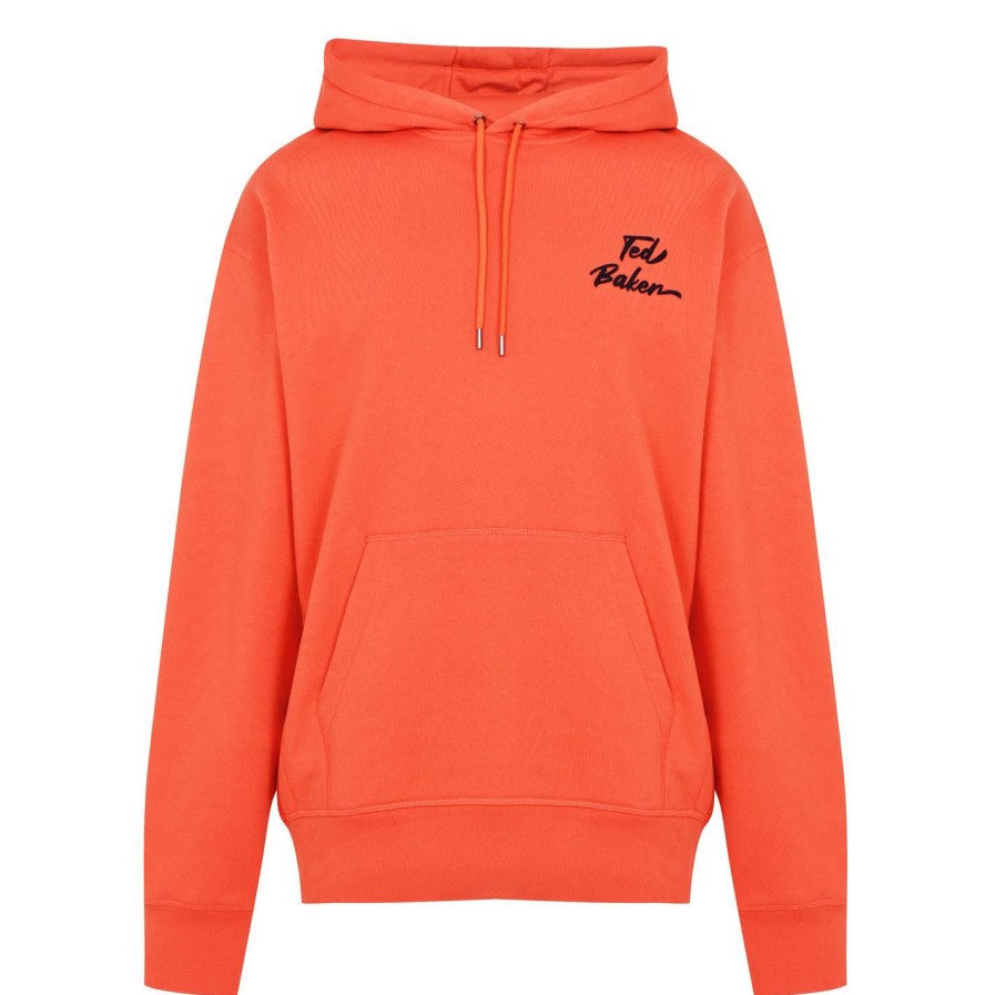 Men Ted Baker | Ted Baker Ted Baker Tavern Hoodie For Big & Tall Knitwear Colour Orange