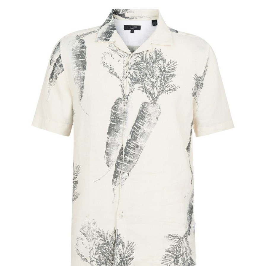 Men Ted Baker | Ted Baker Lenon Carrot Shirt For Casual Shirts Colour White