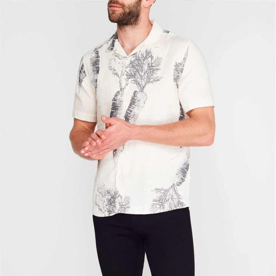 Men Ted Baker | Ted Baker Lenon Carrot Shirt For Casual Shirts Colour White