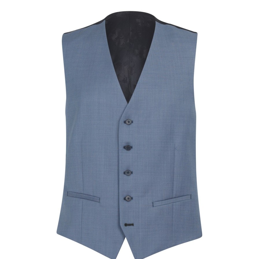 Men Ted Baker | Ted Baker Ainsty Suit Waistcoat For Complete Suits Colour Blue