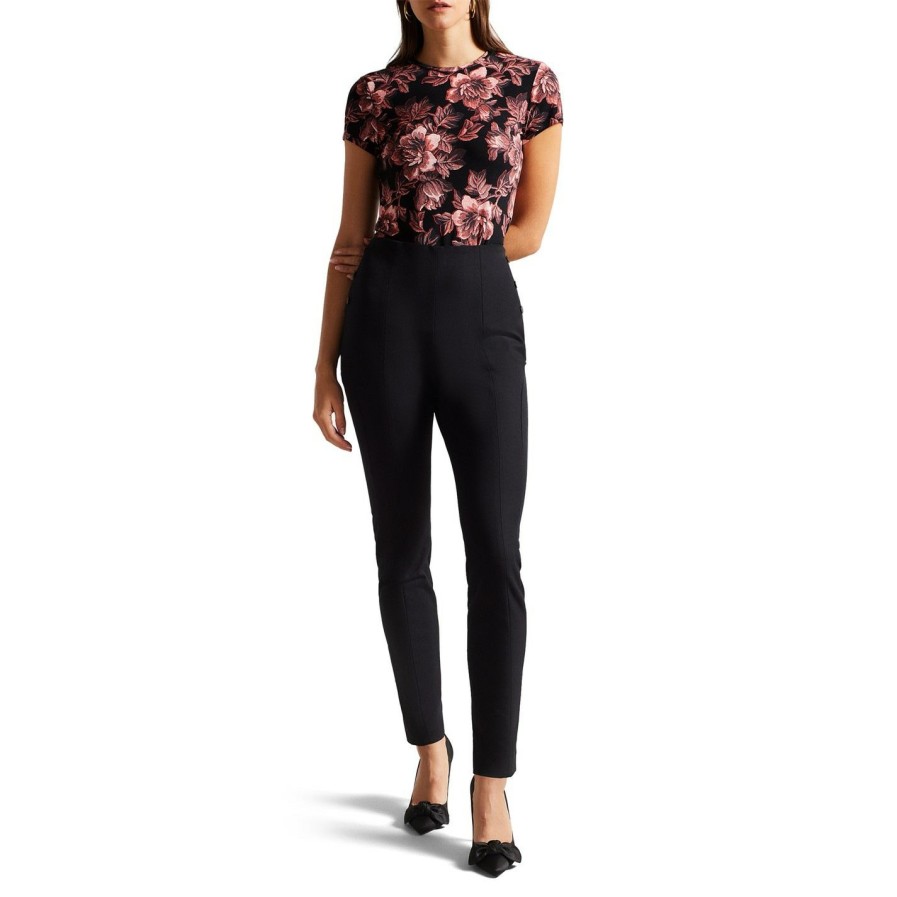 Women Ted Baker | Ted Baker Clari Print Top For Tops Colour Black