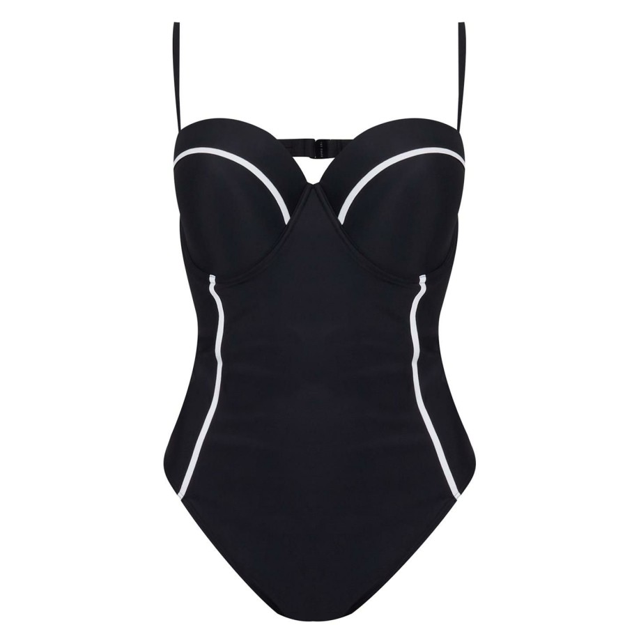 Women Ted Baker | Ted Baker Tani Swimsuit For Kaftans & Sarongs Colour Black