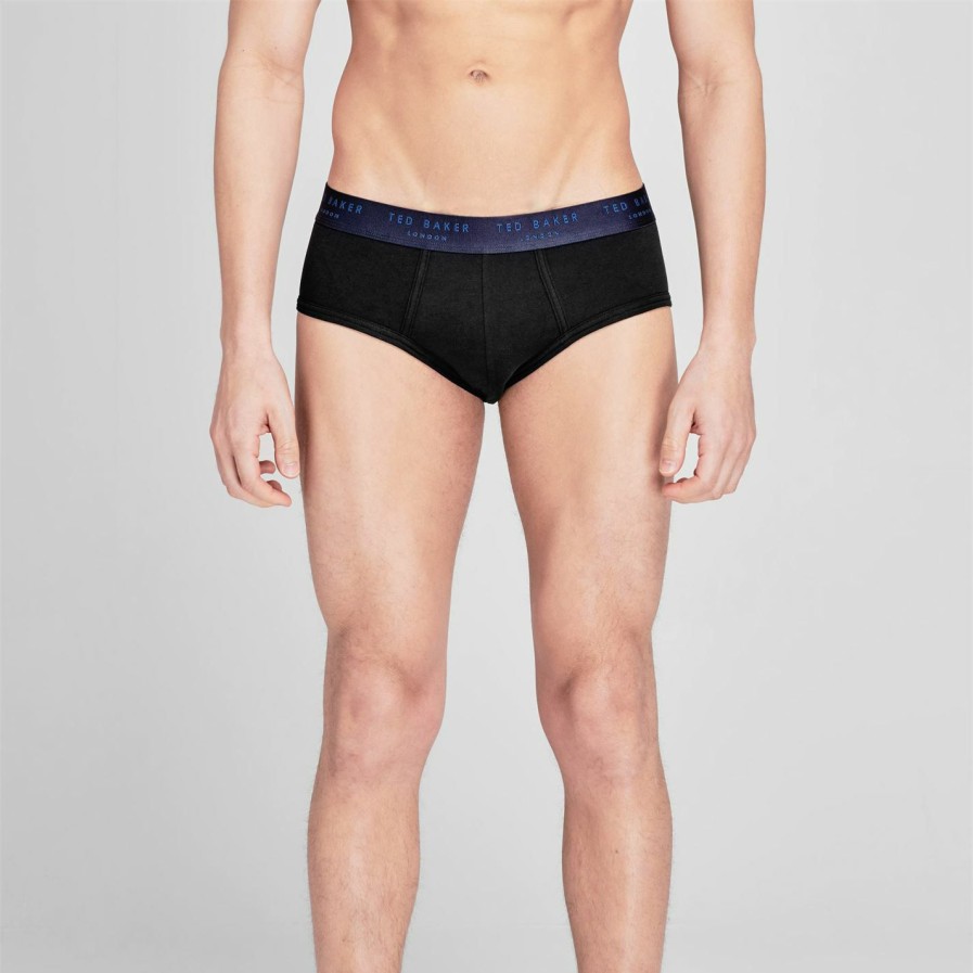 Men Ted Baker | Ted Baker 3 Pack Stretch Briefs For Underwear Colour Black Bk1001