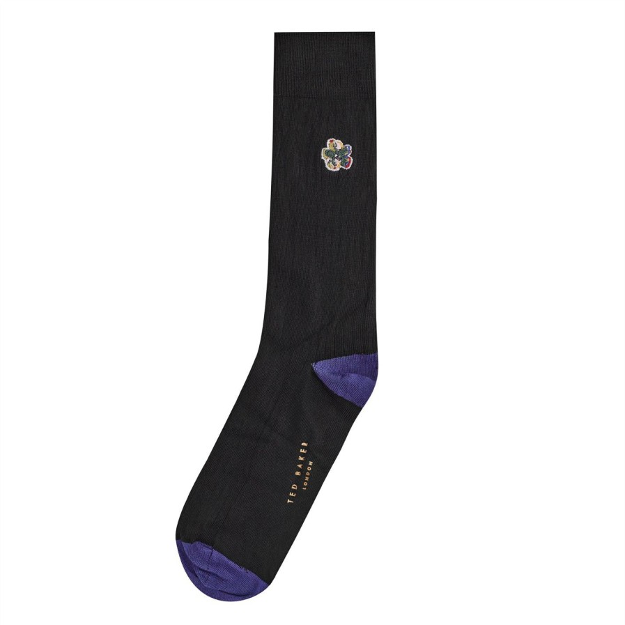 Men Ted Baker | Ted Baker Gift Box Crew Socks 3 Pack For Socks Colour Black