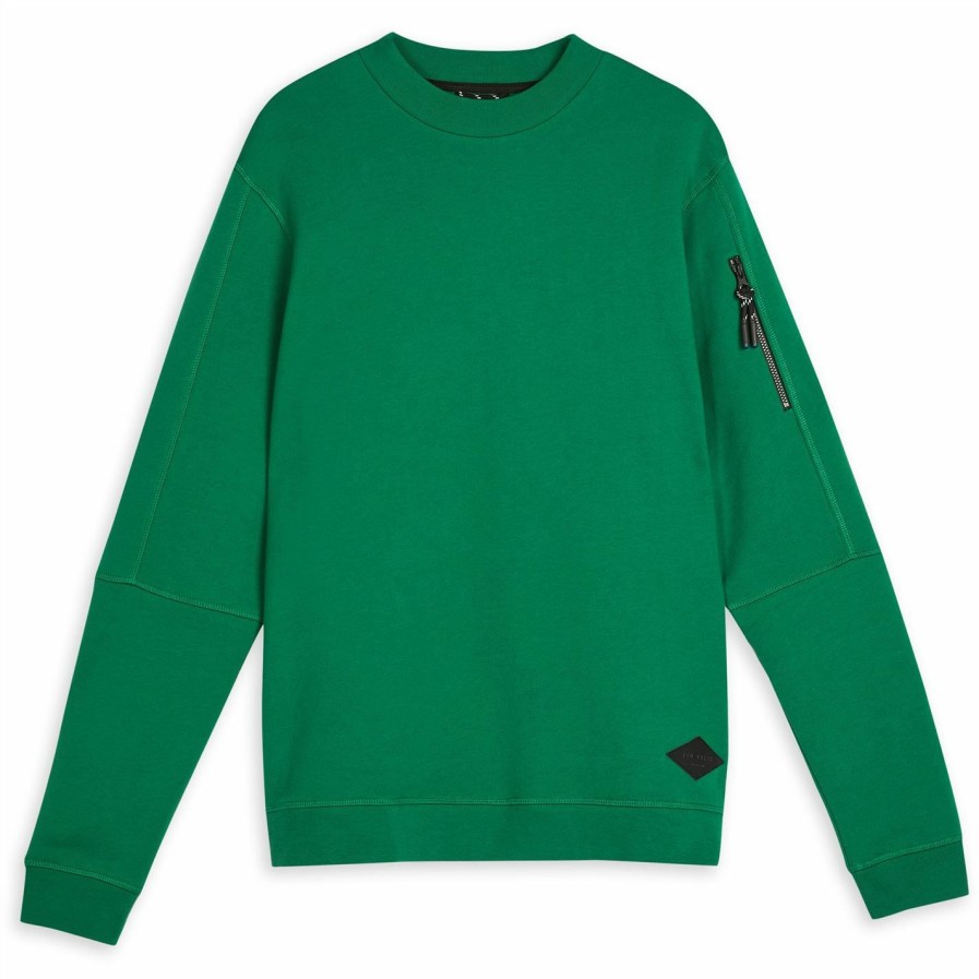 Men Ted Baker | Ted Baker Online Long Sleeve Sweatshirt For Big & Tall Colour Green