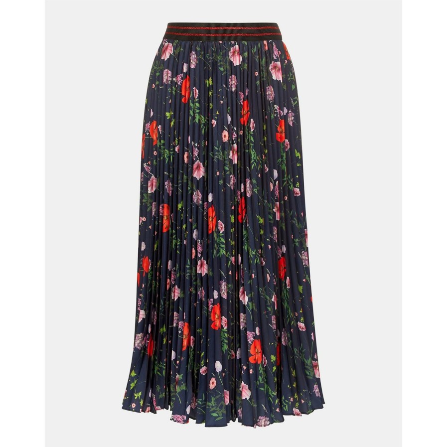 Women Ted Baker | Ted Baker Luish Midi Skirt For Skirts Colour Dark Blue