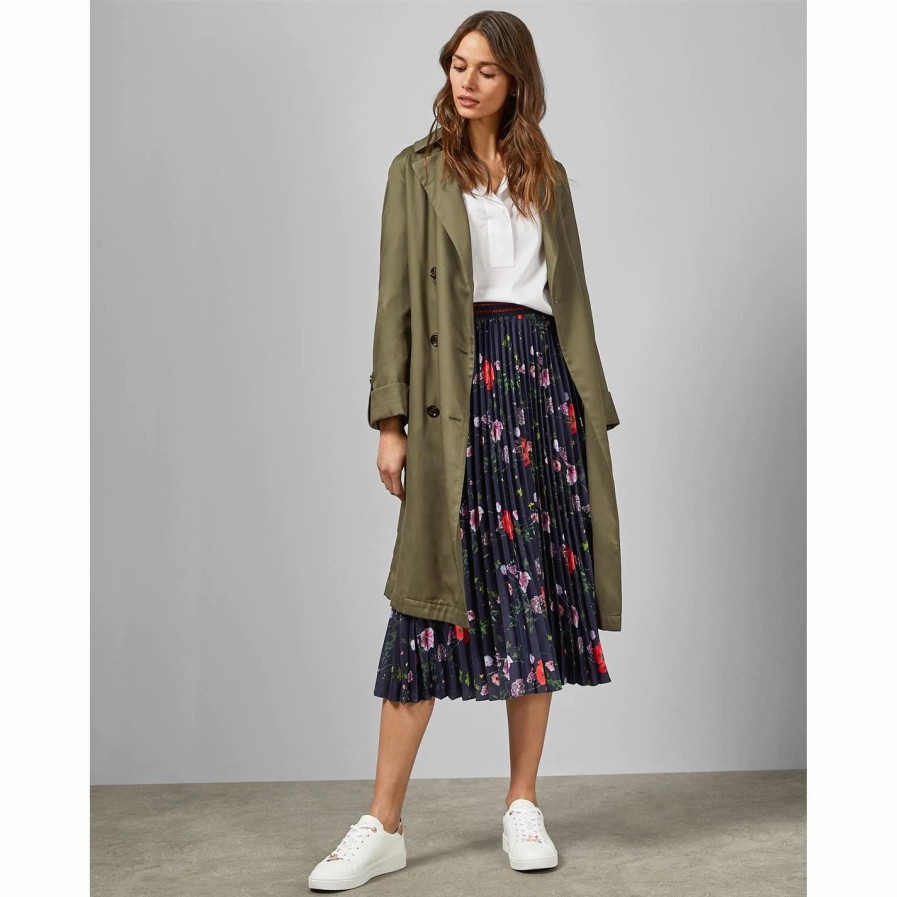 Women Ted Baker | Ted Baker Luish Midi Skirt For Skirts Colour Dark Blue