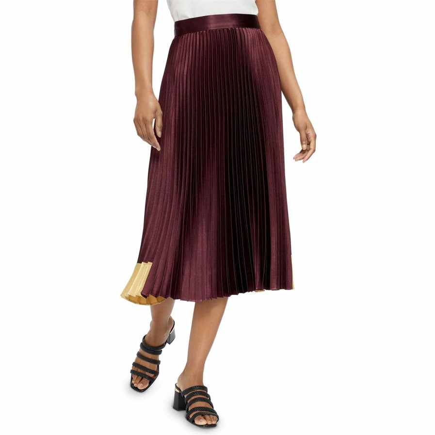 Women Ted Baker | Ted Baker Glaycie Midi Skirt For Skirts Colour Dark Red