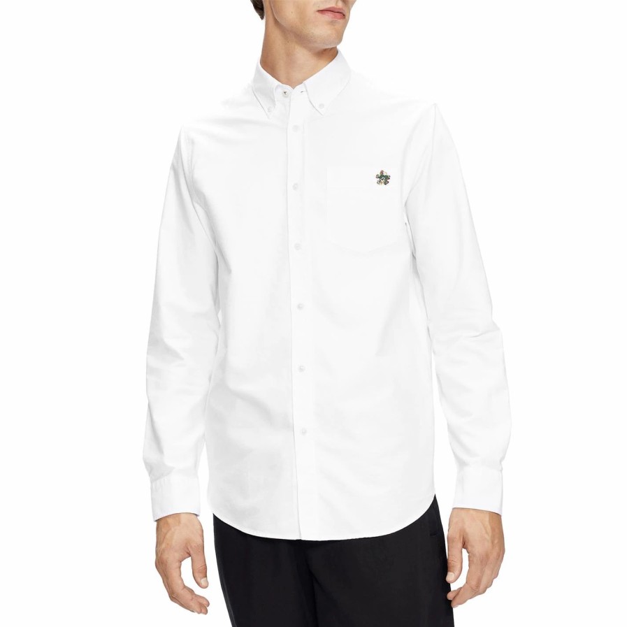 Men Ted Baker | Ted Baker Caplet Oxford Shirt For Casual Shirts Colour White