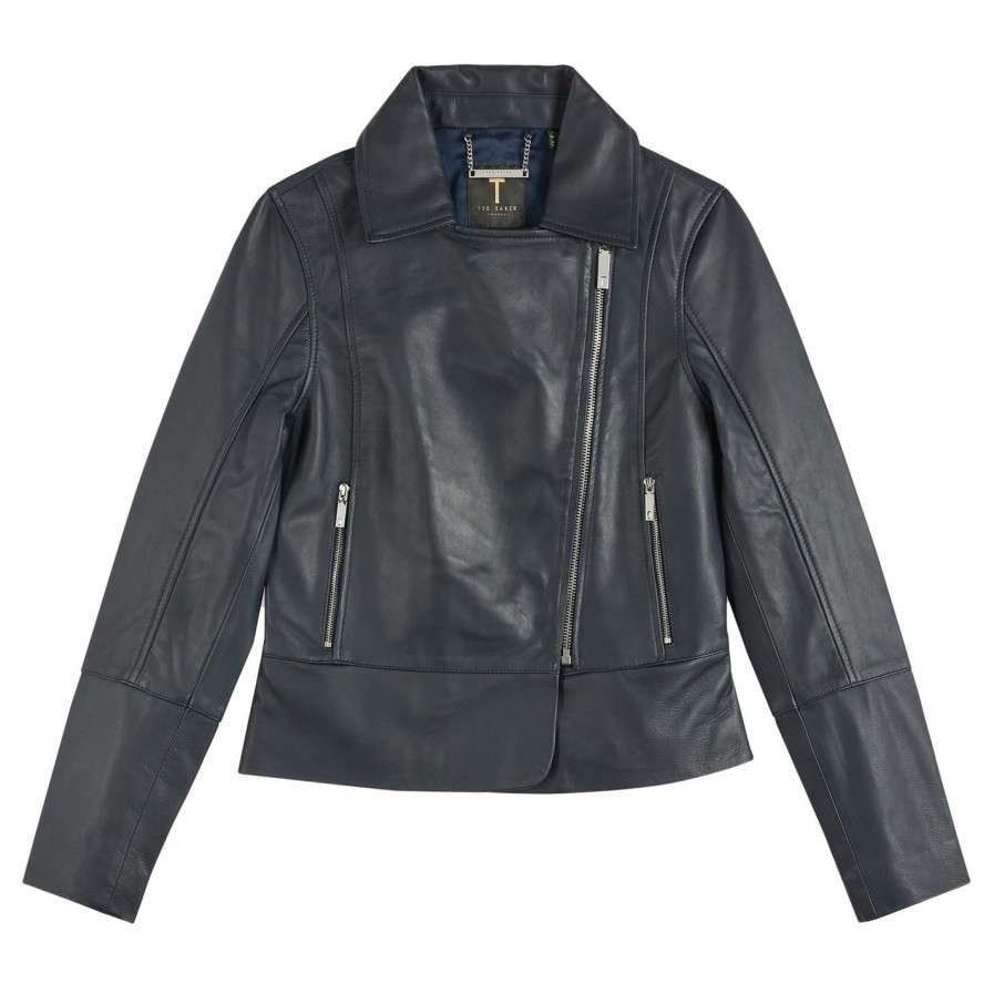 Women Ted Baker | Ted Baker Cayode Biker Jacket For Coats & Jackets Colour Black