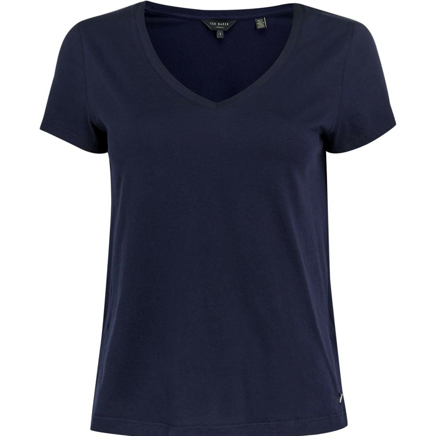 Women Ted Baker | Ted Baker Emyila V T Shirt For Tops Colour Navy