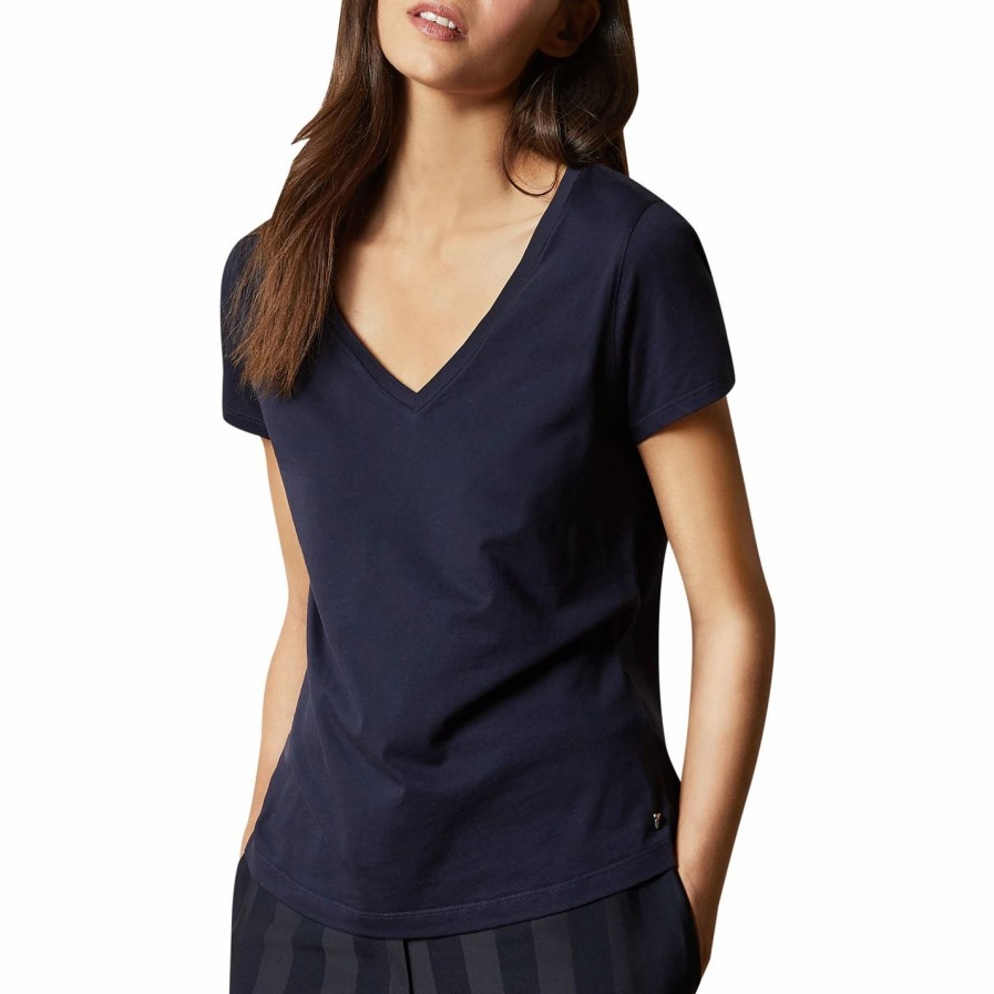 Women Ted Baker | Ted Baker Emyila V T Shirt For Tops Colour Navy