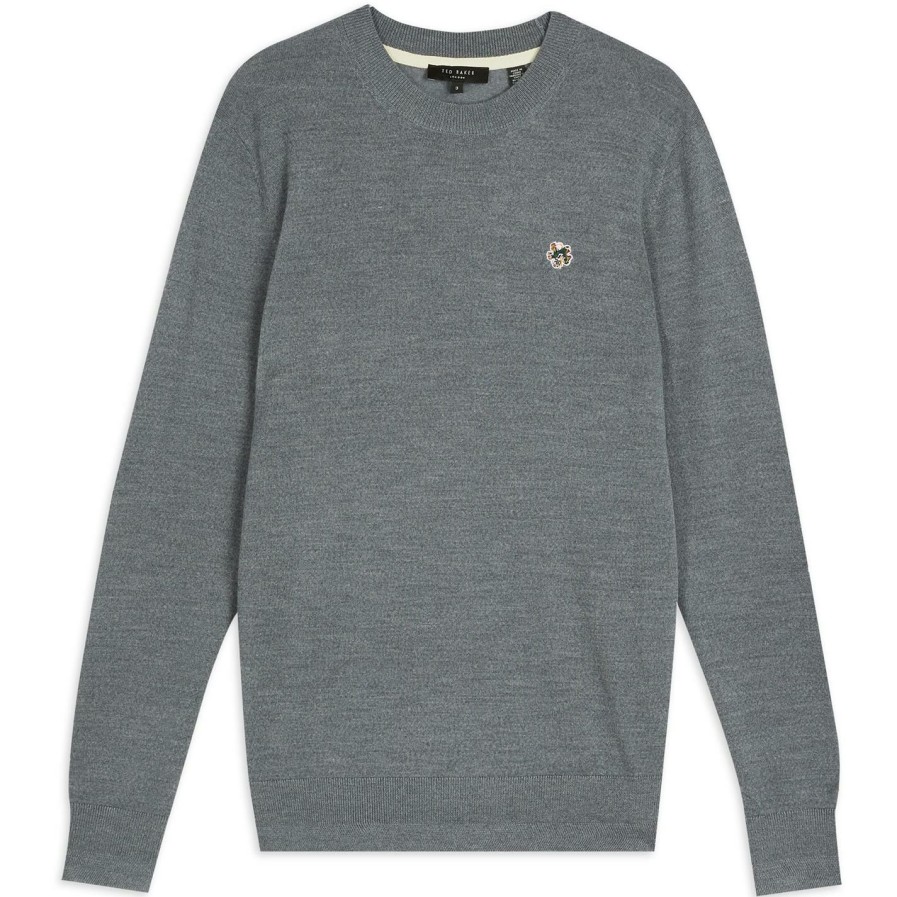 Men Ted Baker | Ted Baker Cardiff Crew Sweater For Big & Tall Knitwear Colour Charcoal