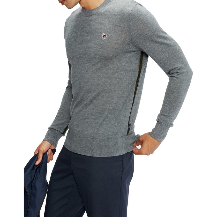 Men Ted Baker | Ted Baker Cardiff Crew Sweater For Big & Tall Knitwear Colour Charcoal