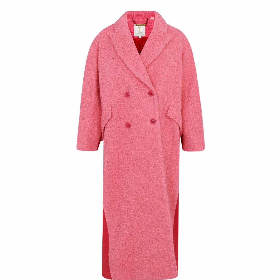 Women Ted Baker | Ted Baker Jjoelle Coat For Coats & Jackets Colour Pink