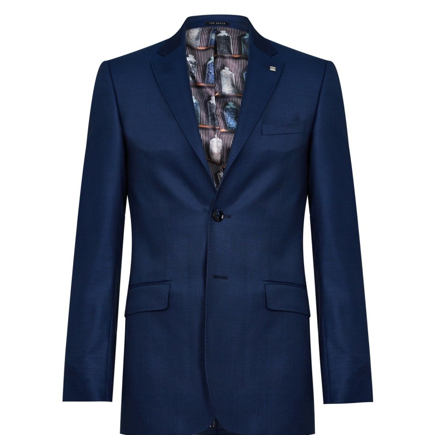 Men Ted Baker | Ted Baker Sharkskin Jacket For Big & Tall Suit Jackets Colour Blue