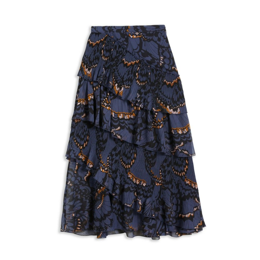 Women Ted Baker | Ted Baker Furela Midi Skirt For Skirts Colour Navy